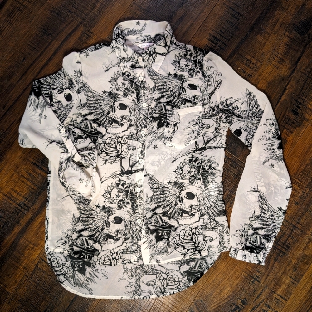 Semi sheer skull blouse